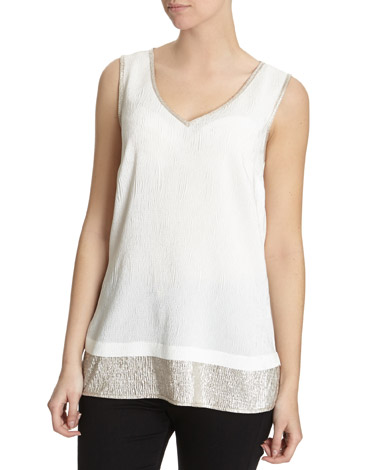 Pleat Top With Shimmer Trim